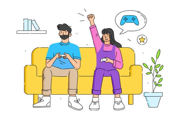 Connecting Through Play: The Young Couple Playing Game Console Font