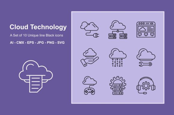Evaluating the Cloud Technology Line Black Icon Set for Professional Projects