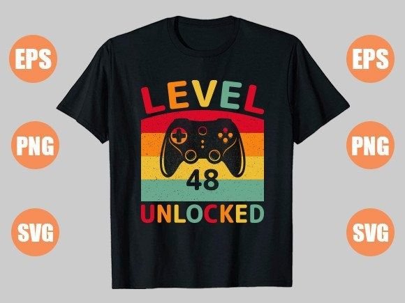 Level 48 Unlocked: The Ultimate Gaming T-Shirt Design for Your Store