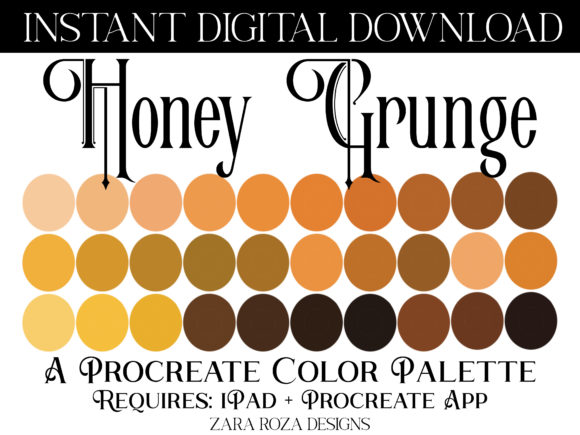 The Honey Grunge Procreate Color Palette: A Retro Vintage Tool for Digital Artists