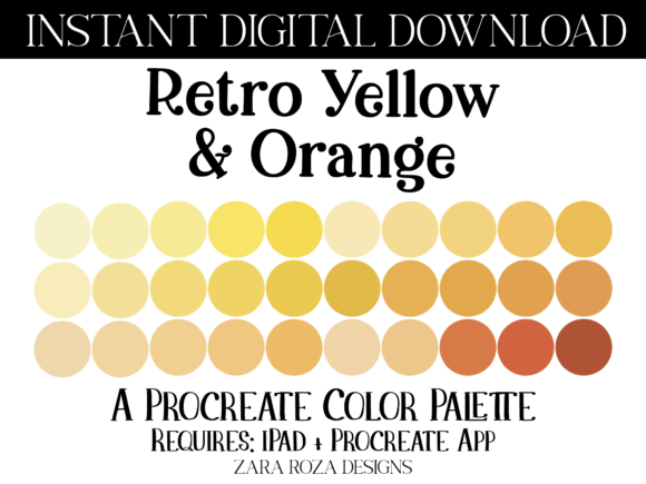 Unlock a Retro Aesthetic with the Retro Yellow Orange Procreate Palette